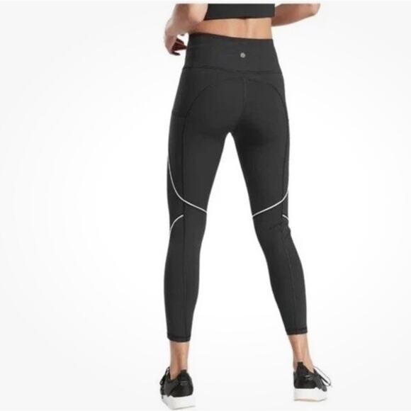 ATHLETA Black Reflective Tailwind 7/8 Tight Size‎ Large - Picture 2 of 14